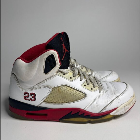 Nike Air Jordan 5 Retro “Fire Red” 2013 Black White Tongue Sneakers - Picture 8 of 12